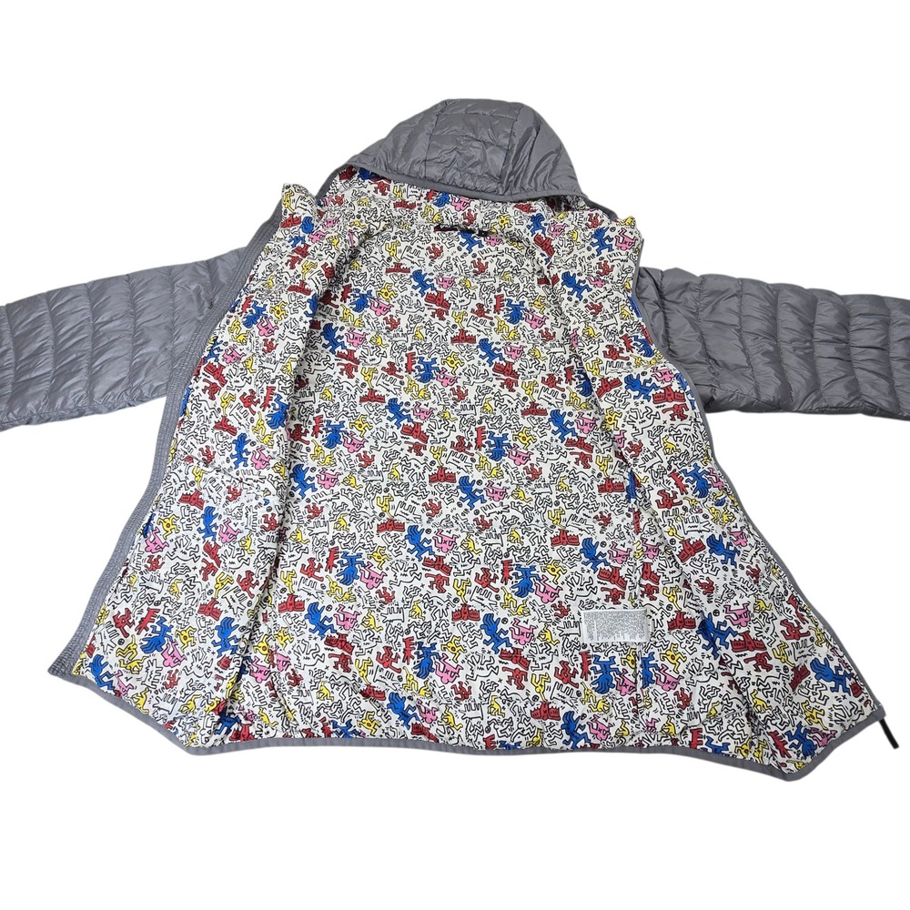 Uniqlo MoMA Keith Haring Silver Puffer Jacket Down Hooded 2014 Special Edition 8 - Picture 8 of 13